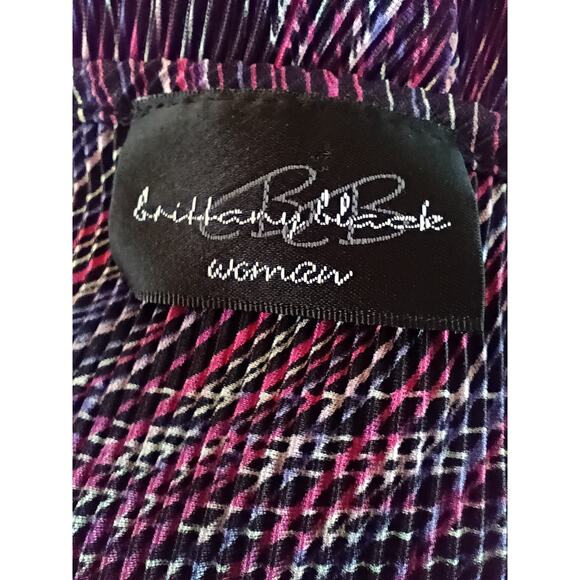 BRITTANY BLACK Women's Blouse Top Extra Large Purple Colorful Abstract Keyhole - Picture 3 of 3